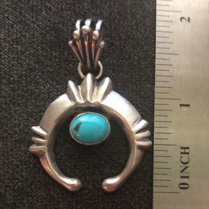 Turquoise and Sterling Silver Naja Pendant